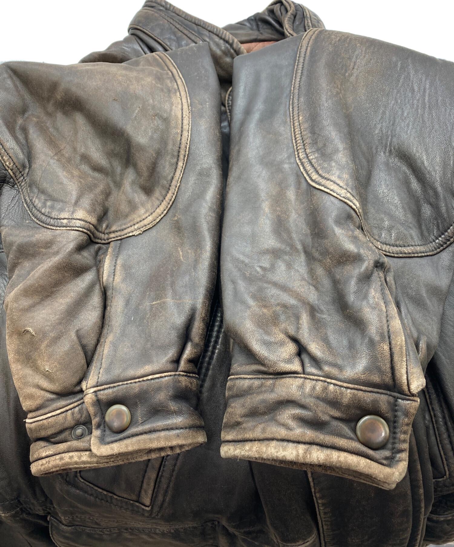 中古・古着通販】NAUTICA (ノーティカ) レザージャケット ブラウン