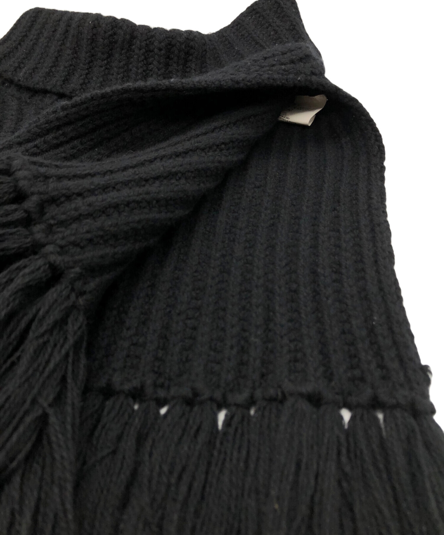 中古・古着通販】HYKE (ハイク) フリンジニットベスト ブラック サイズ