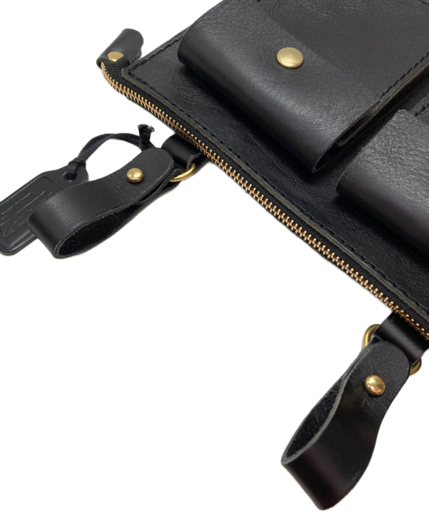 中古・古着通販】Herz (ヘルツ) スクエアレザーベルトポーチ ブラック