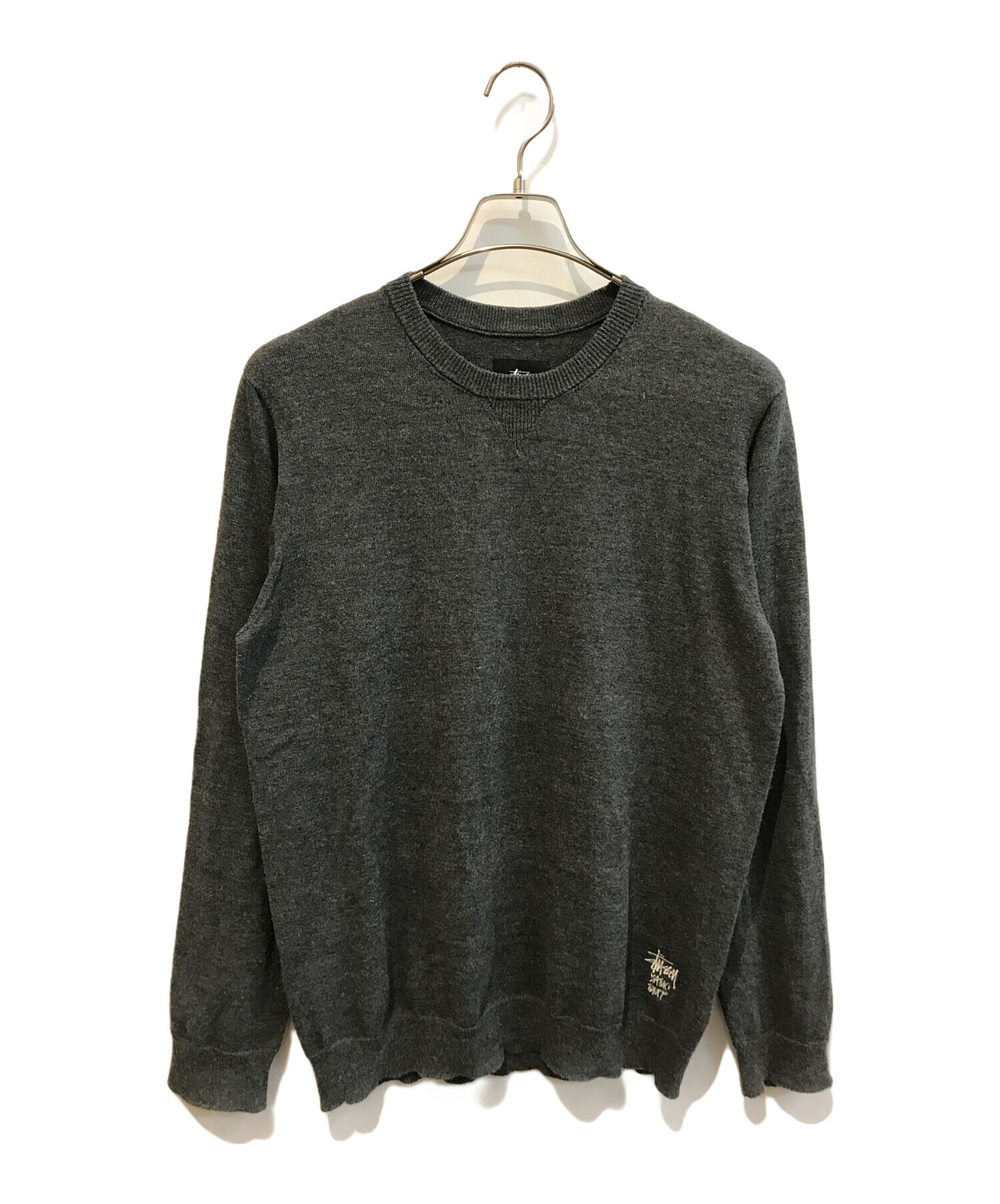 中古・古着通販】stussy (ステューシー) ロゴ刺繍クルーネックニット