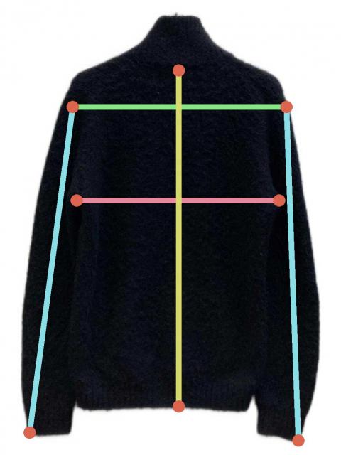 中古・古着通販】KAIKO (カイコー) SHRINK ZIP CARDIGAN ブラック