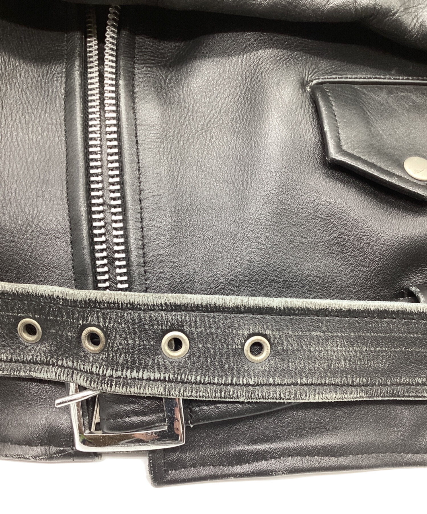 中古・古着通販】EEZAN (イーザン) レザーライダースジャケット