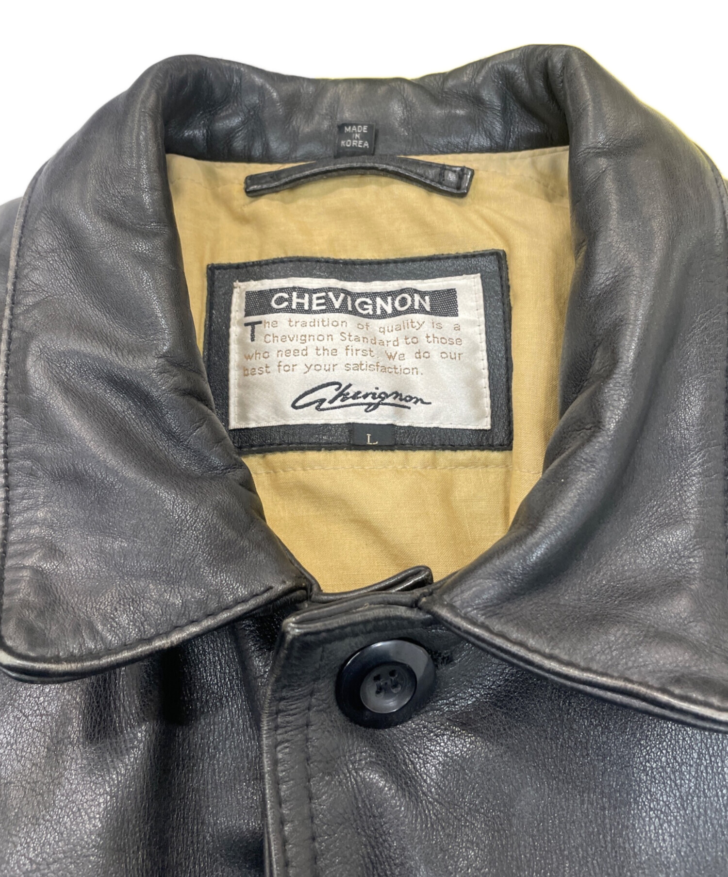 中古・古着通販】CHEVIGNON (シェビニオン) レザージャケット ブラック