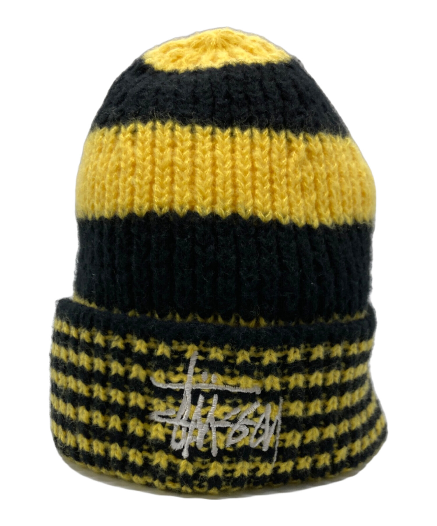 中古・古着通販】stussy (ステューシー) ニット帽 イエロー×ブラック