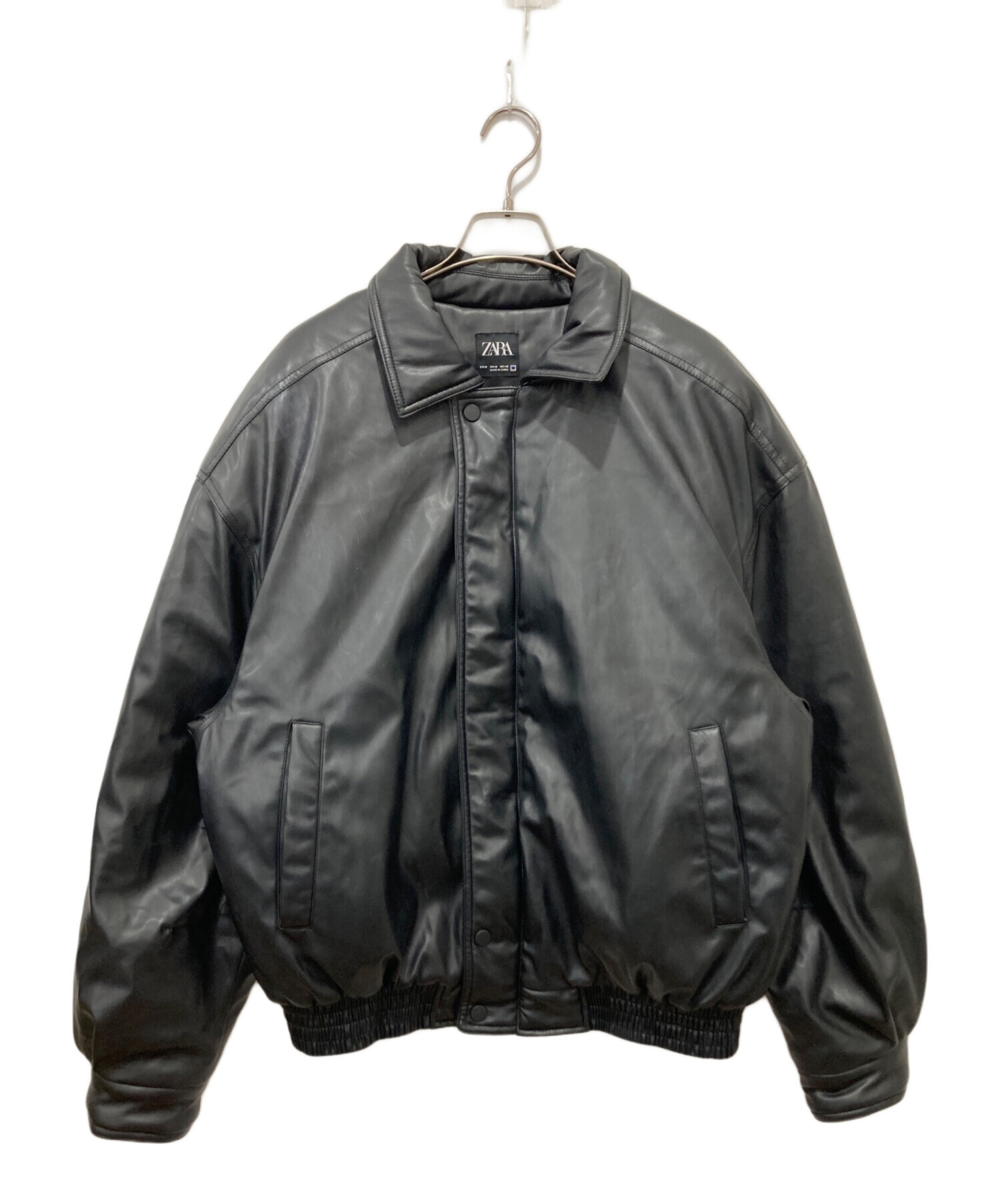 中古・古着通販】ZARA (ザラ) フェイクレザーパフジャケット ブラック