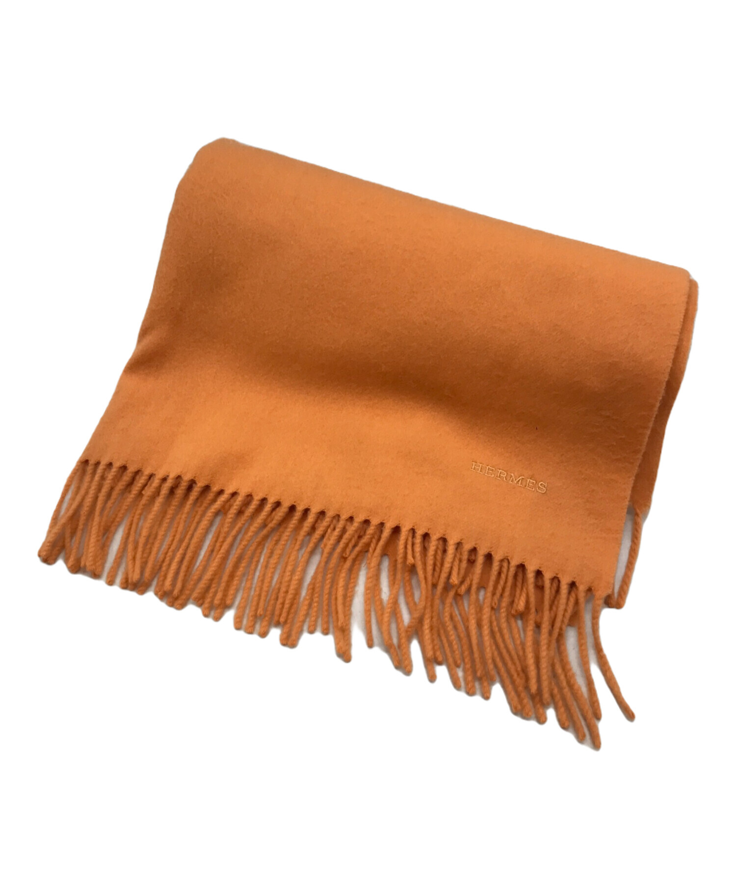 中古・古着通販】HERMES (エルメス) カシミヤ大判マフラー オレンジ
