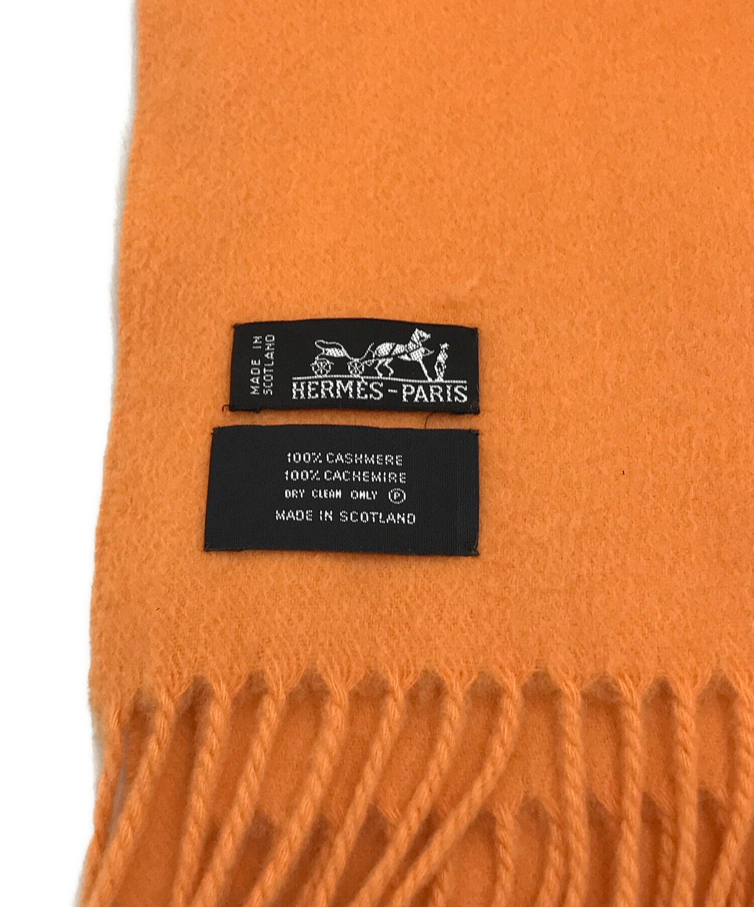 中古・古着通販】HERMES (エルメス) カシミヤ大判マフラー オレンジ