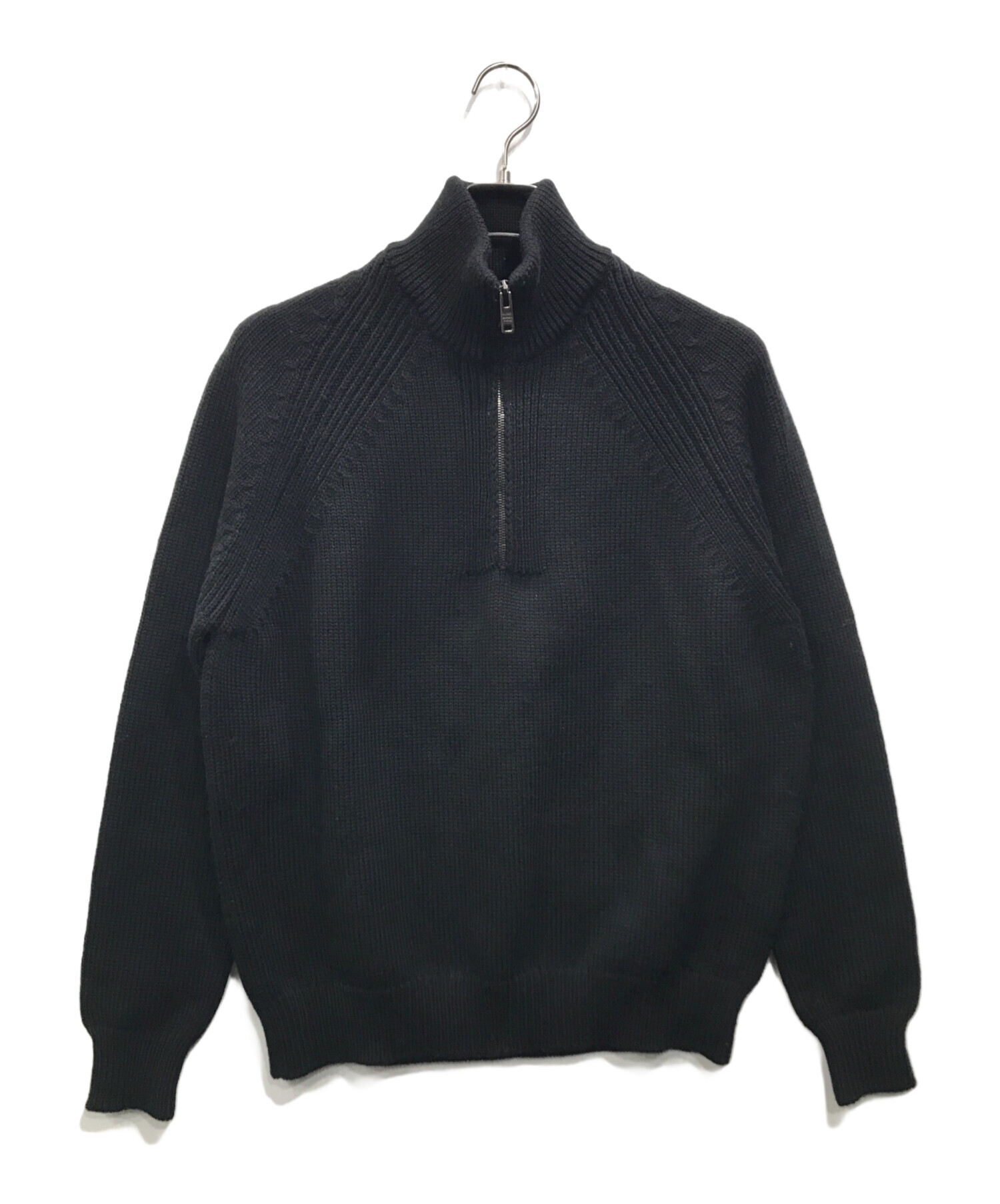 PRADA プラダメンズ用黒ハーフジップ ニット セーター54size XXL