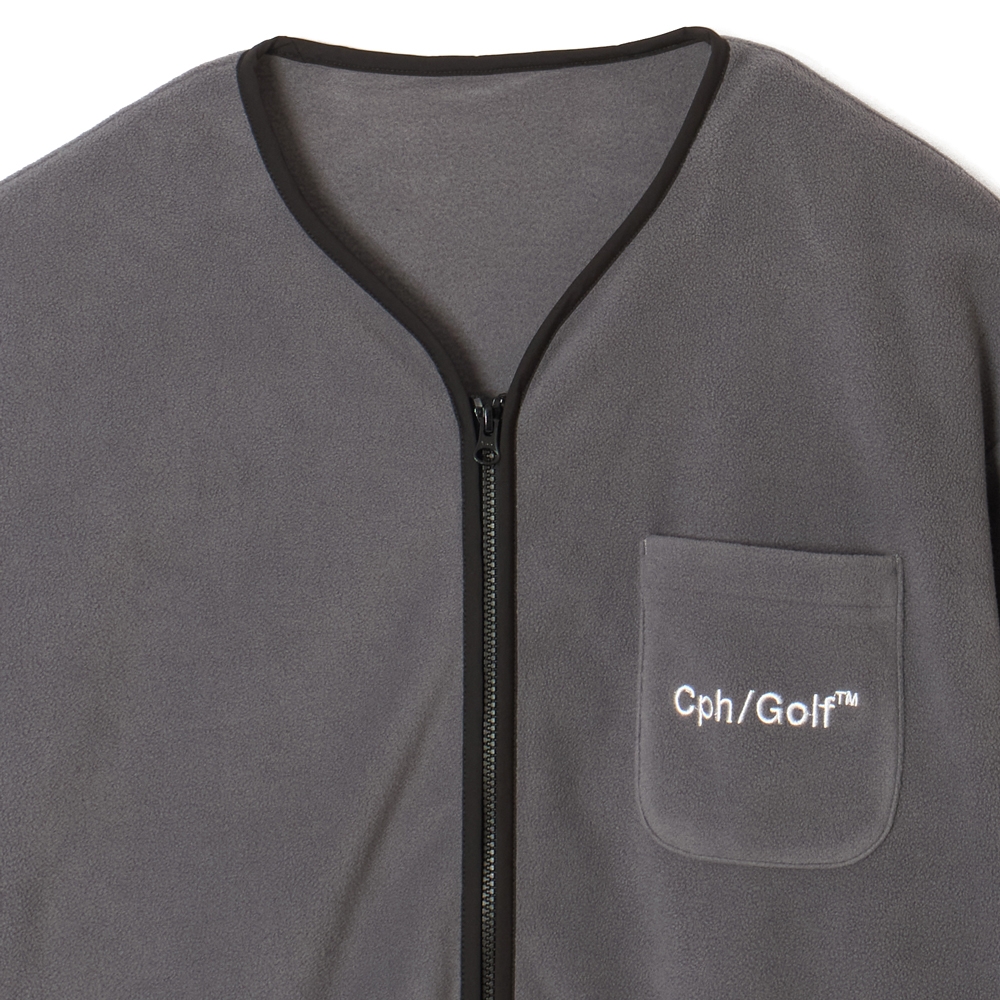 キャプテンズヘルム ゴルフ マイクロ フリース ノーカラー ジャケット