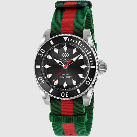 Gucci G-Timeless 38mm Printed Snake Dial Black Leather Strap Watch YA1