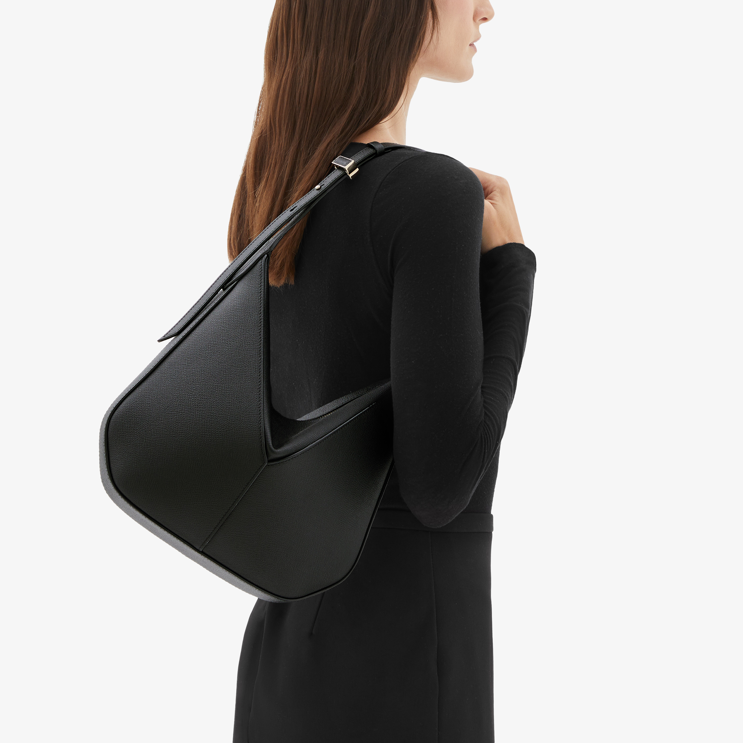 Women's Black Leather Luxury hobo mini bag | Valextra Vivi
