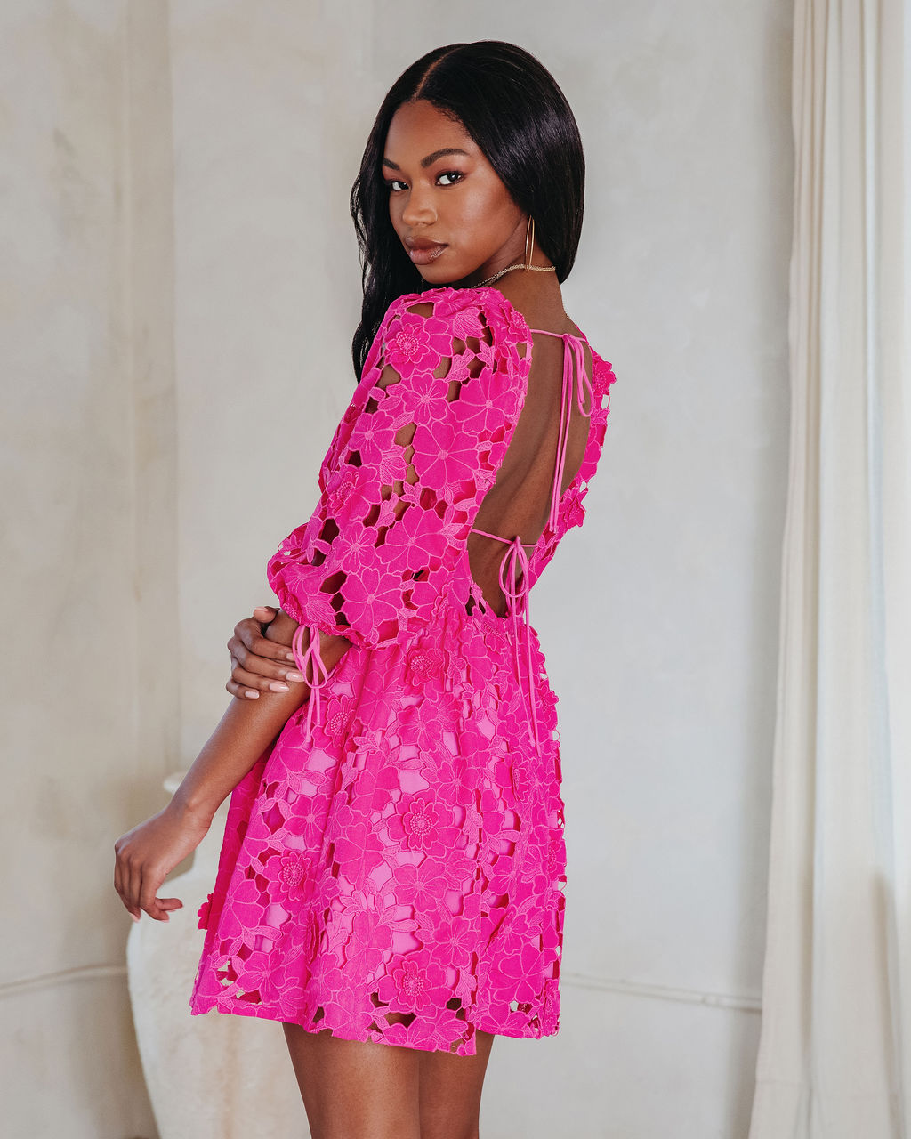 Paulette Floral Crochet Lace Mini Dress – VICI