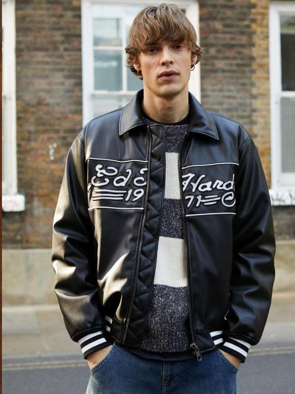 Ed Hardy Black Leather Jacket - Victoria Jacket