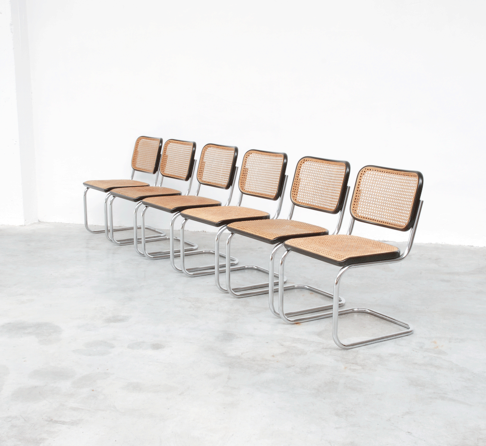 6 'Cesca' B32 side chairs by Marcel Breuer for Thonet - Vintage