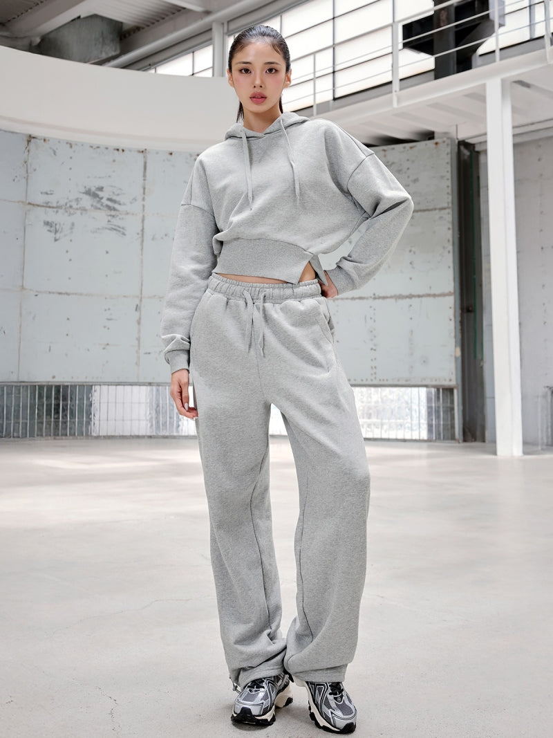 ソフトタッチ スリット入り クロップド丈 パーカー (単品)