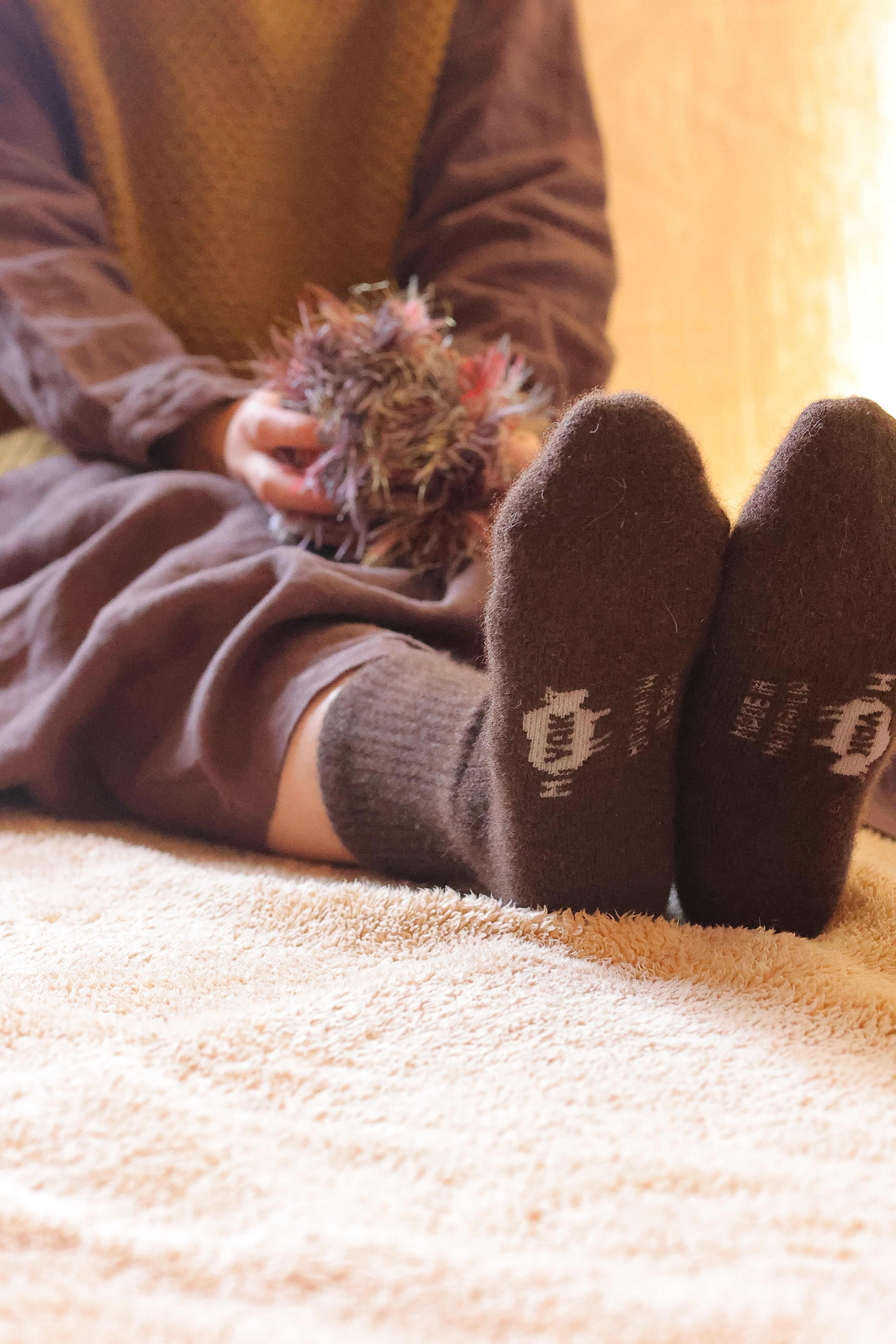 おなかまで暖かい ヤク100％ レギンススパッツ（フリーサイズ）グレー