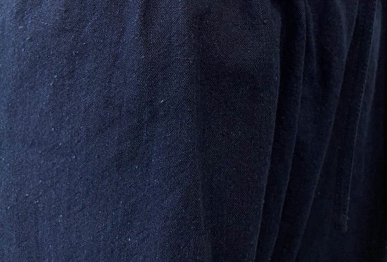備後絣】ワイドパンツ8分丈 藍染 中厚 濃紺無地｜工房 徳元 TOKUGEN