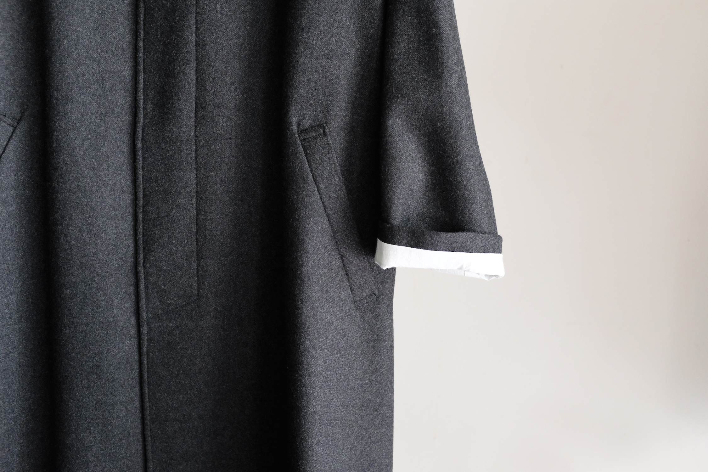 WOOL FLANNEL BALMACAAN COAT - WUNDER