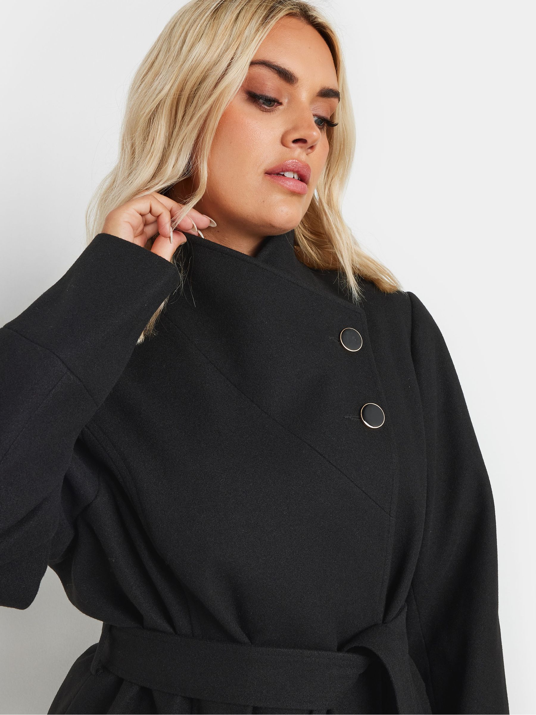 Buy Yours Curve Black Short Wrap Wool Coat from Next USA