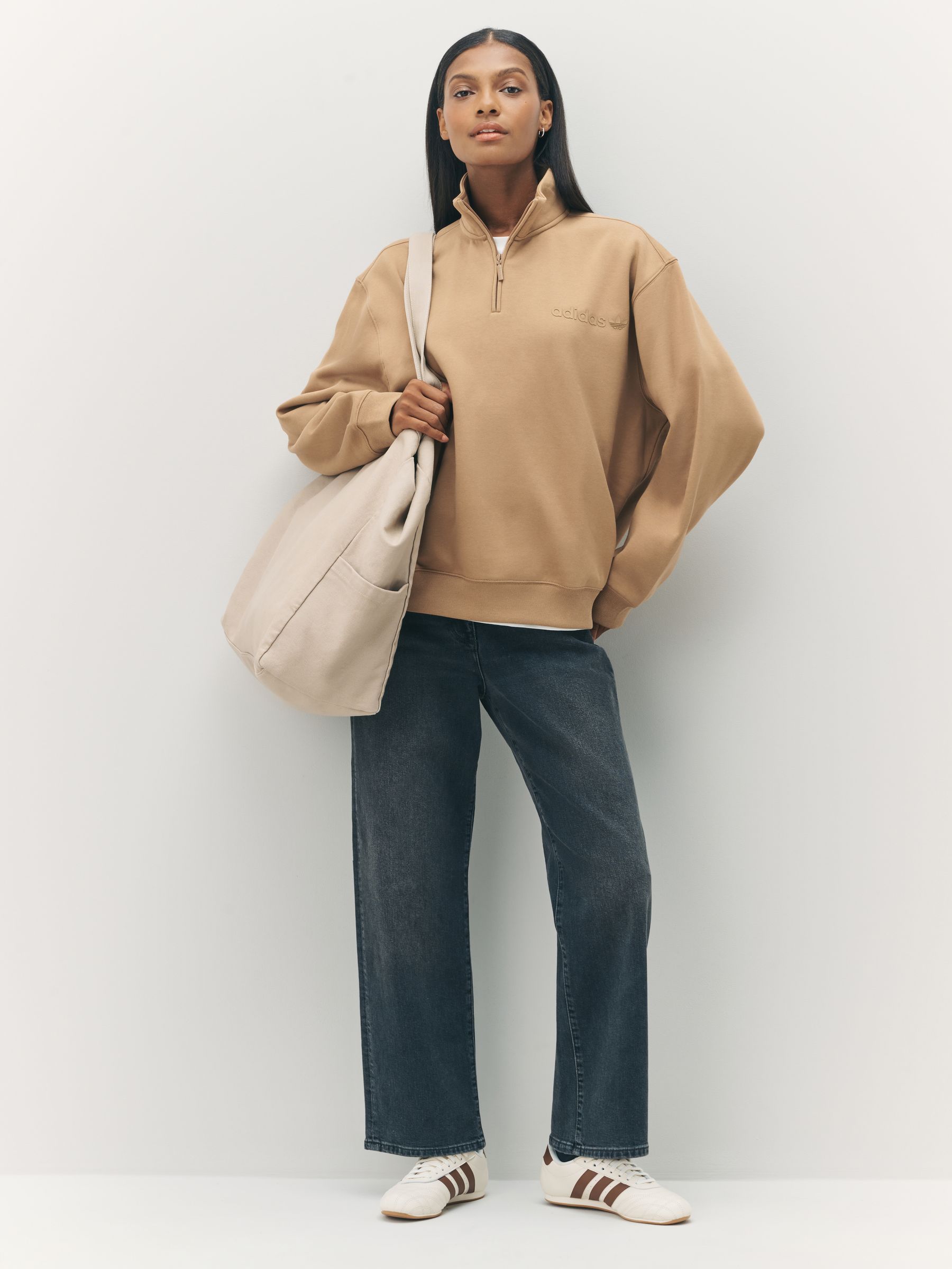 Buy adidas Originals Brown Light Essentials Linear Oversized