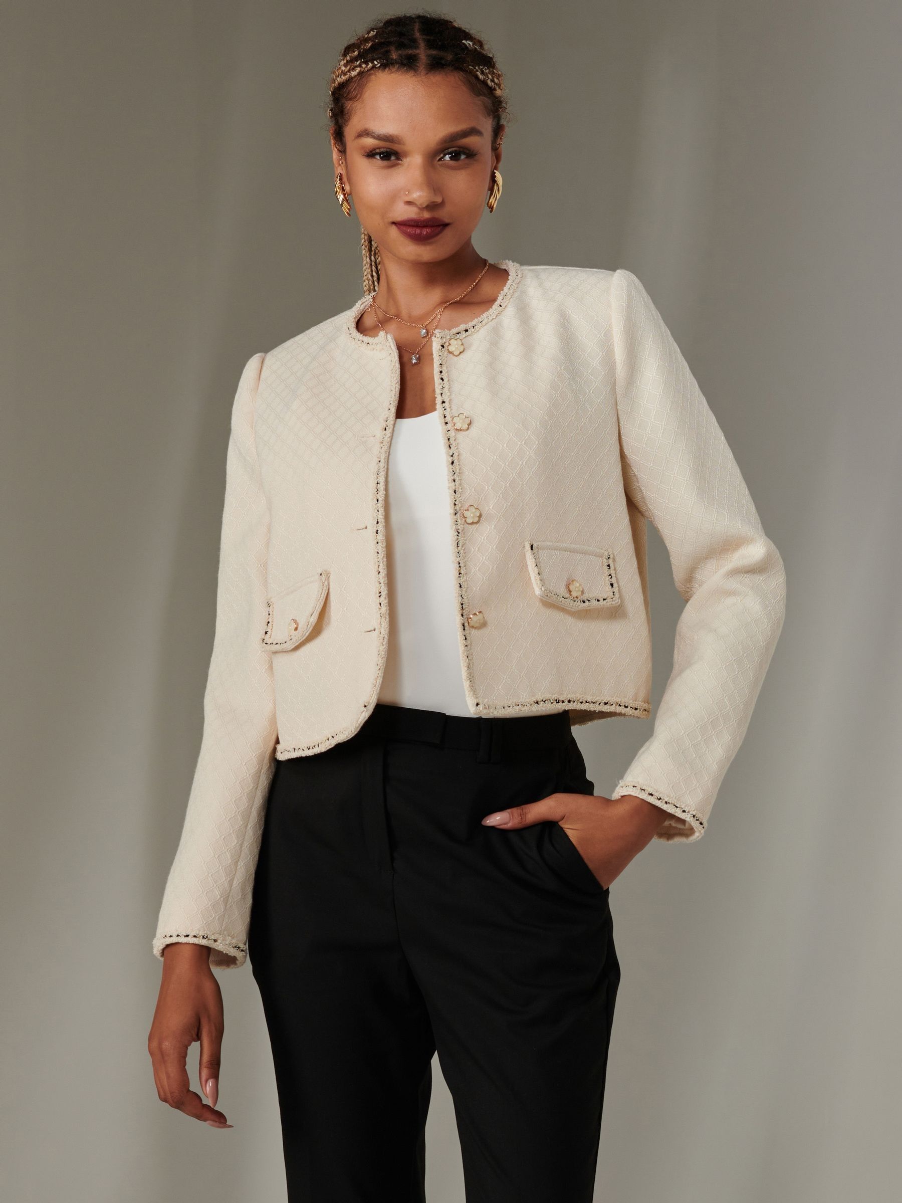 Buy Jolie Moi Cream Cropped Vintage Jacket from the Next UK online