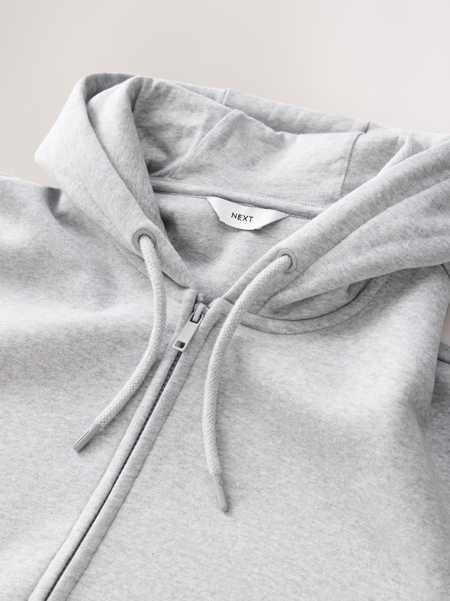 Buy Grey Marl Cotton Rich Heavyweight Jersey Full Zip Hoodie from