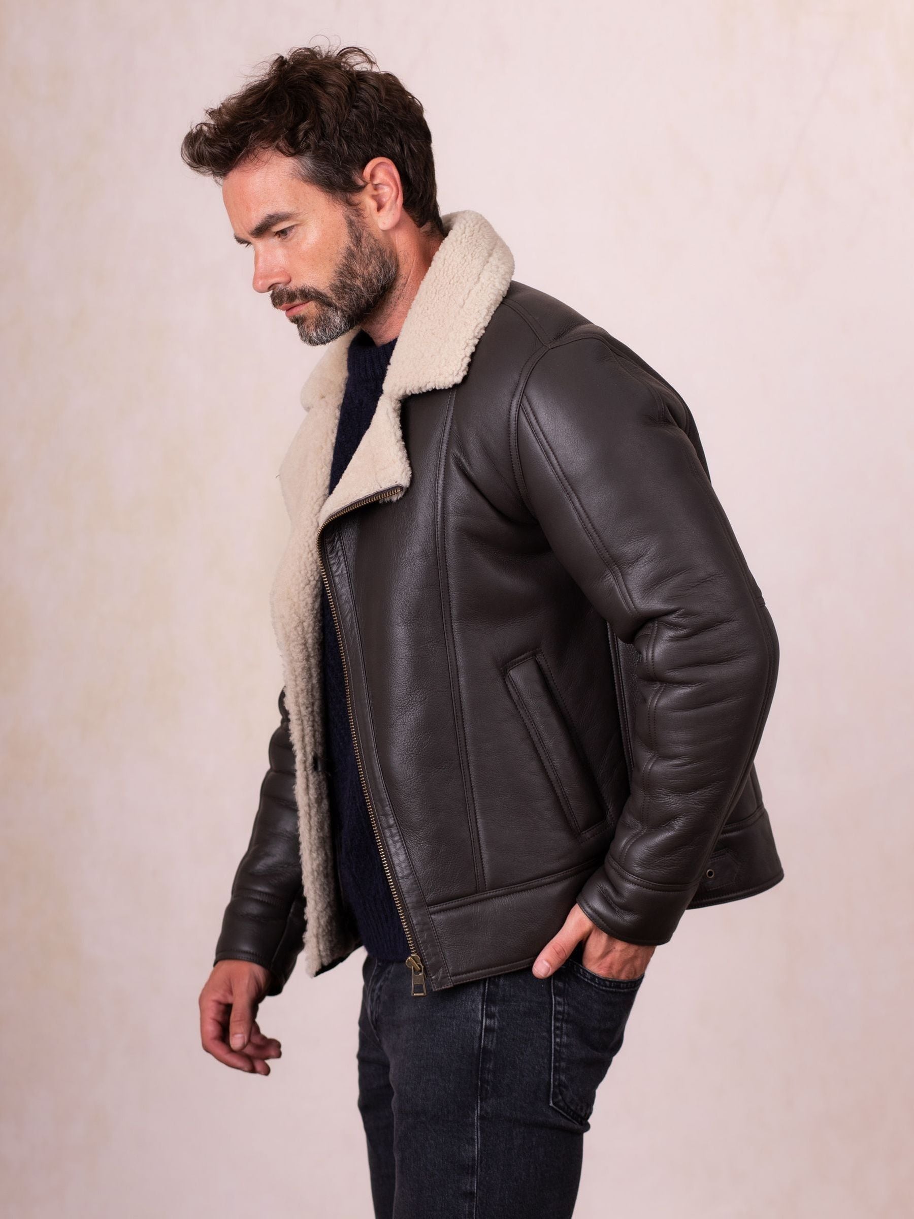 Buy Lakeland Leather Brown Javelin Asymmetric Zip Aviator Jacket