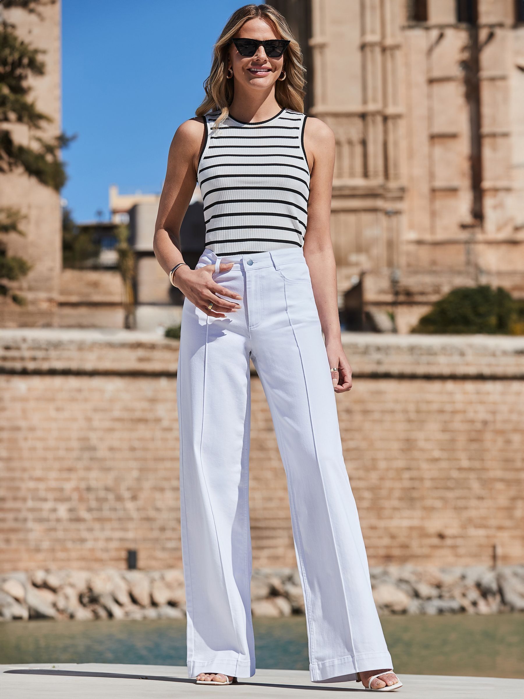 Buy Sosandar White Wide Leg Pintuck Jeans from Next USA