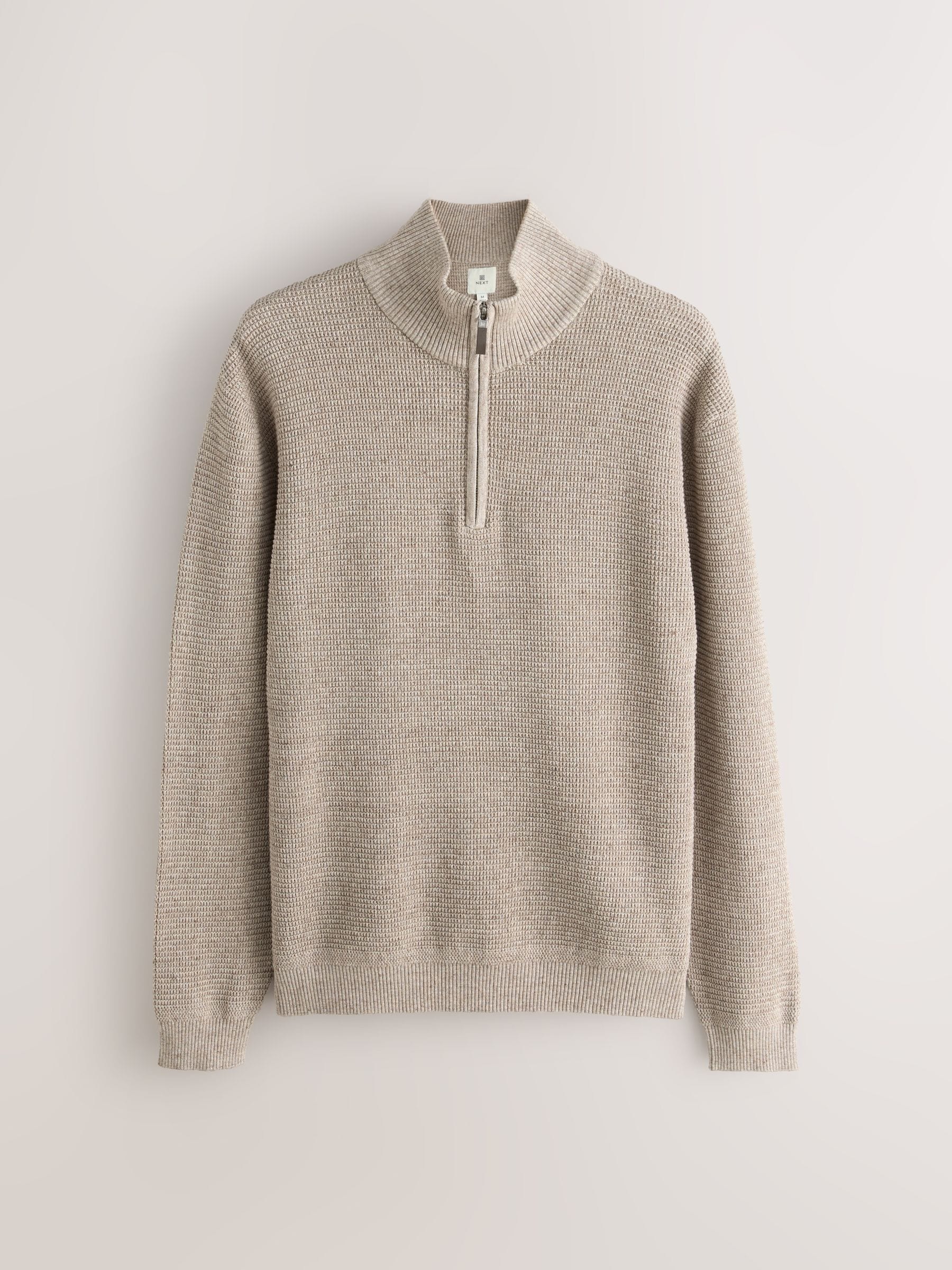 Buy Neutral Texture Quarter Zip Jumper from Next Singapore