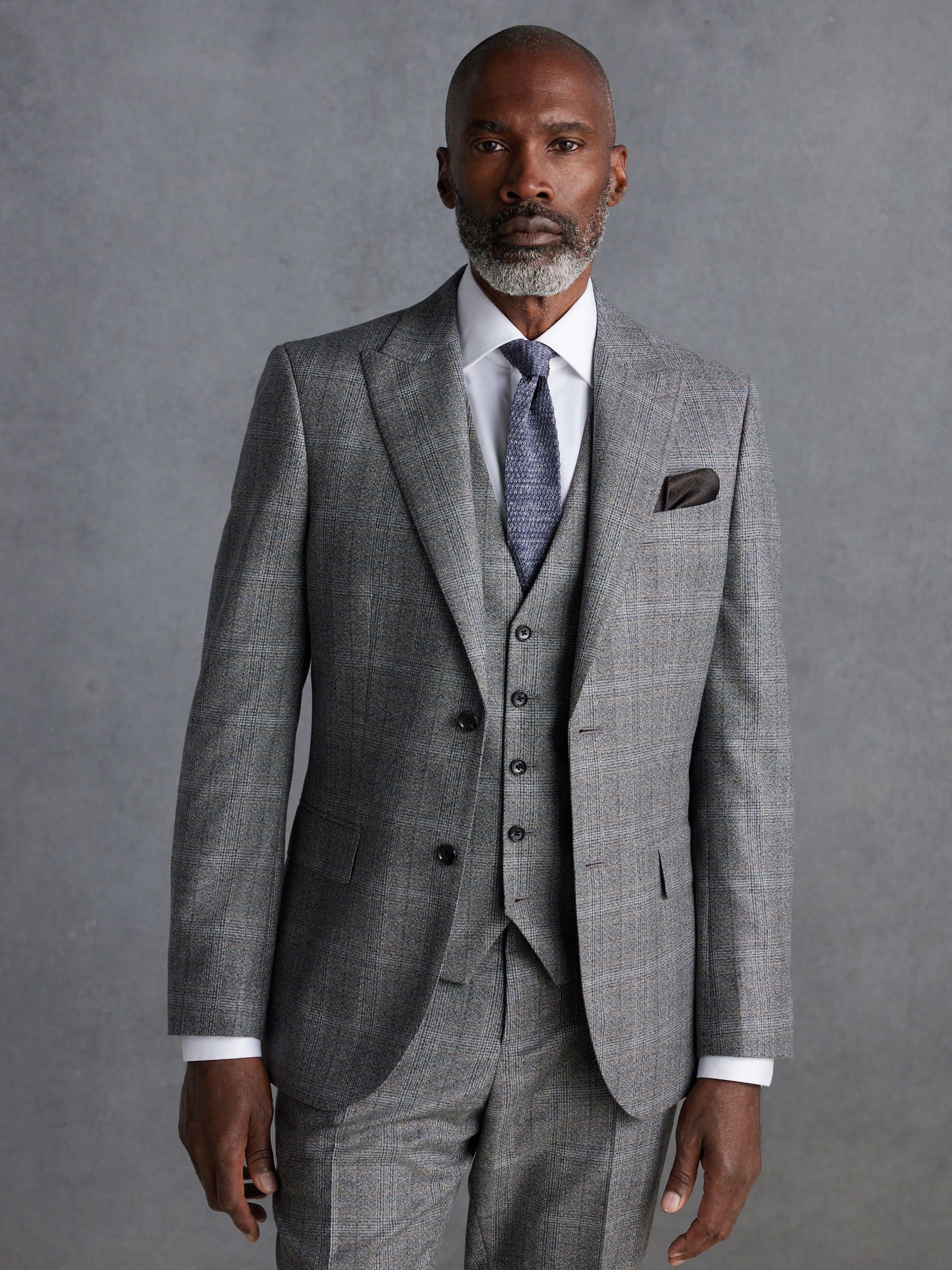 Buy Grey Signature Marzotto Check Italian Wool Suit Jacket from