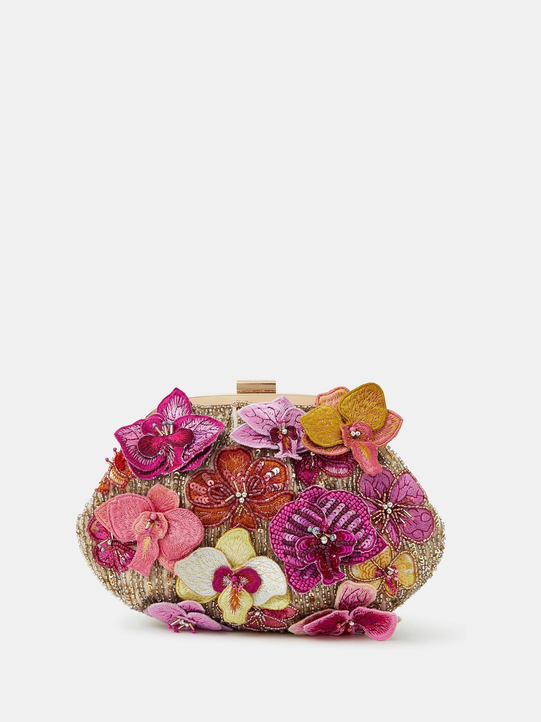 Buy Accessorize Pink 3D Flower Embellished Clutch Bag from Next