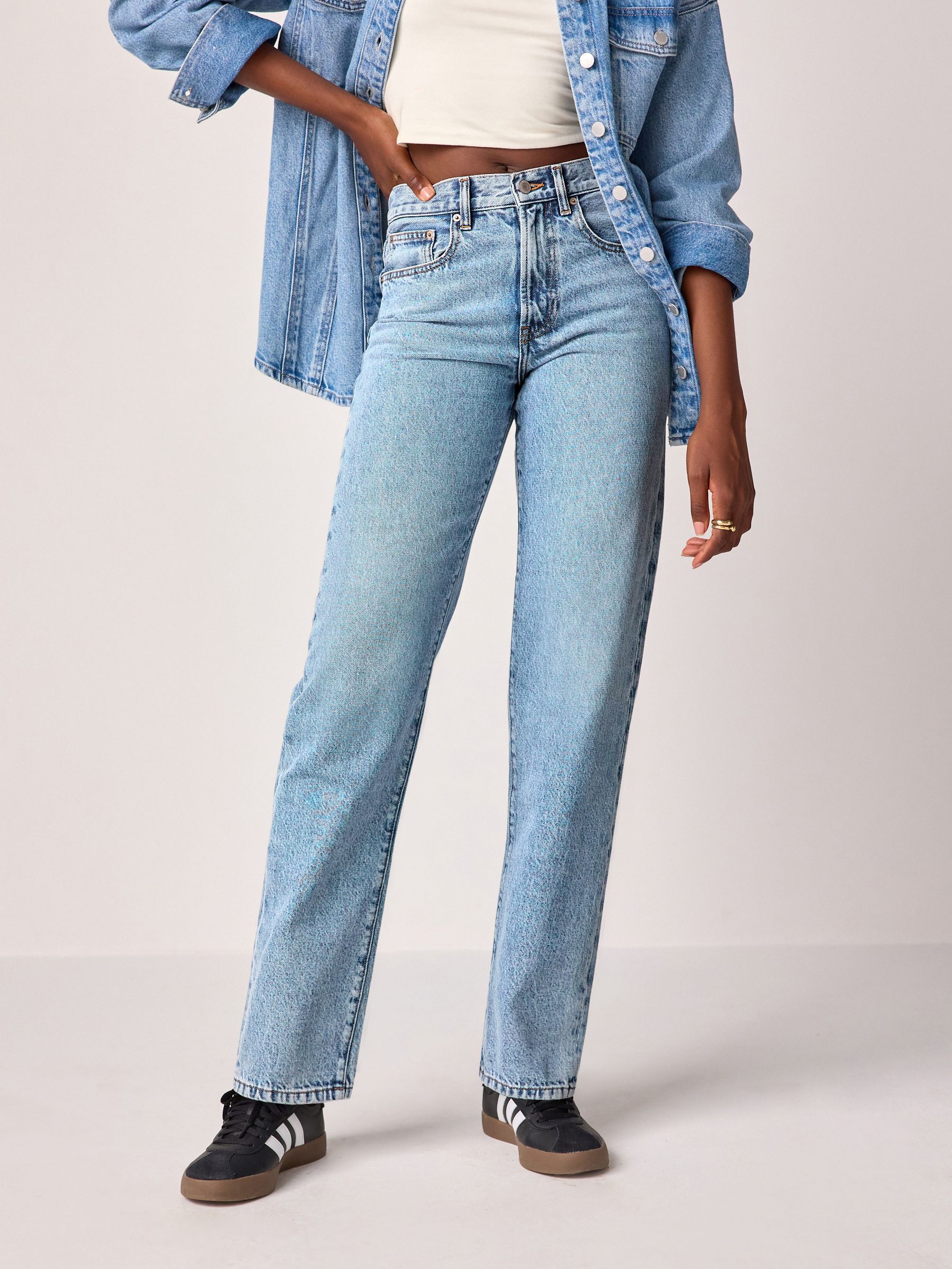 Buy Mid Blue Rigid Straight Leg Jeans from Next USA