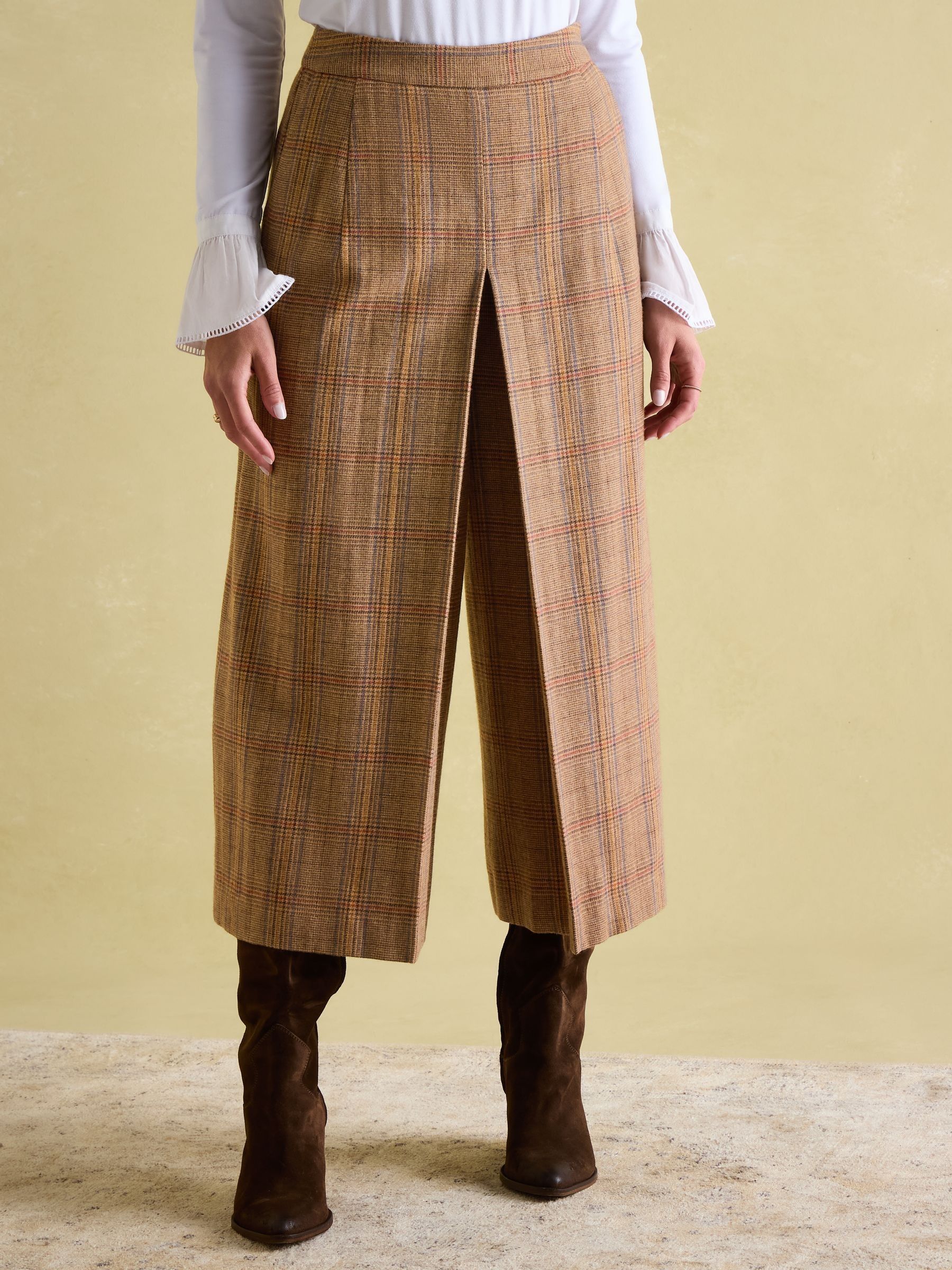 Joules Foxley Check Tweed Culottes | Laura Ashley