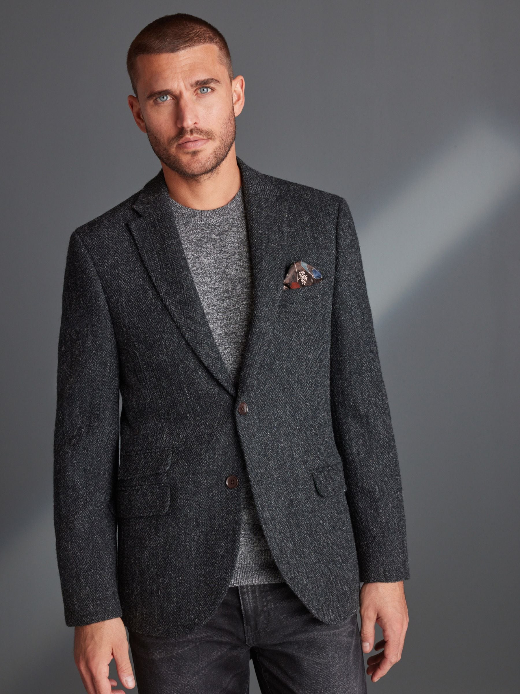 Buy Charcoal Grey Signature Harris Tweed British Wool Blazer from