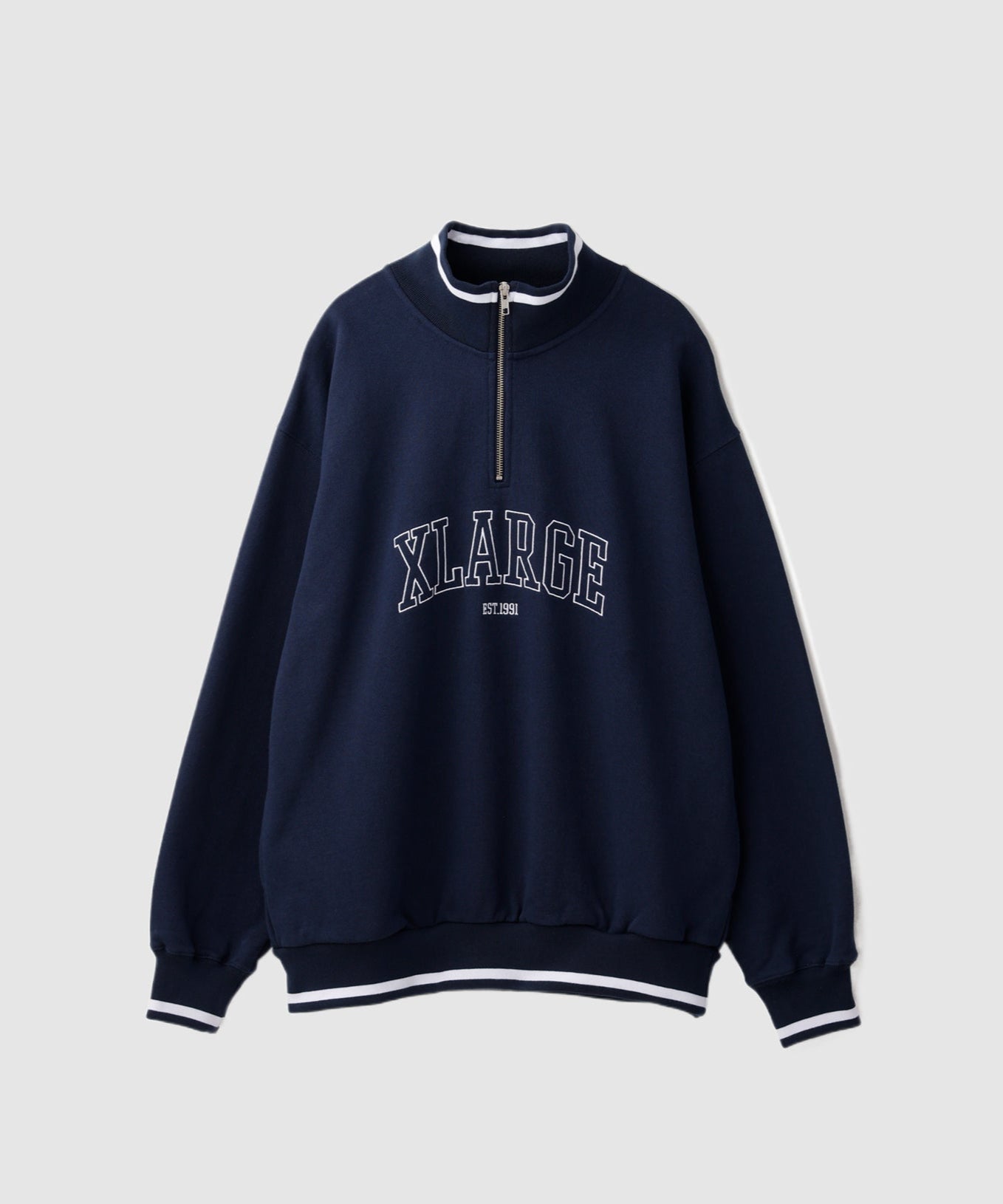 STRIPED RIB HALF ZIP SWEATSHIRT – XLARGE