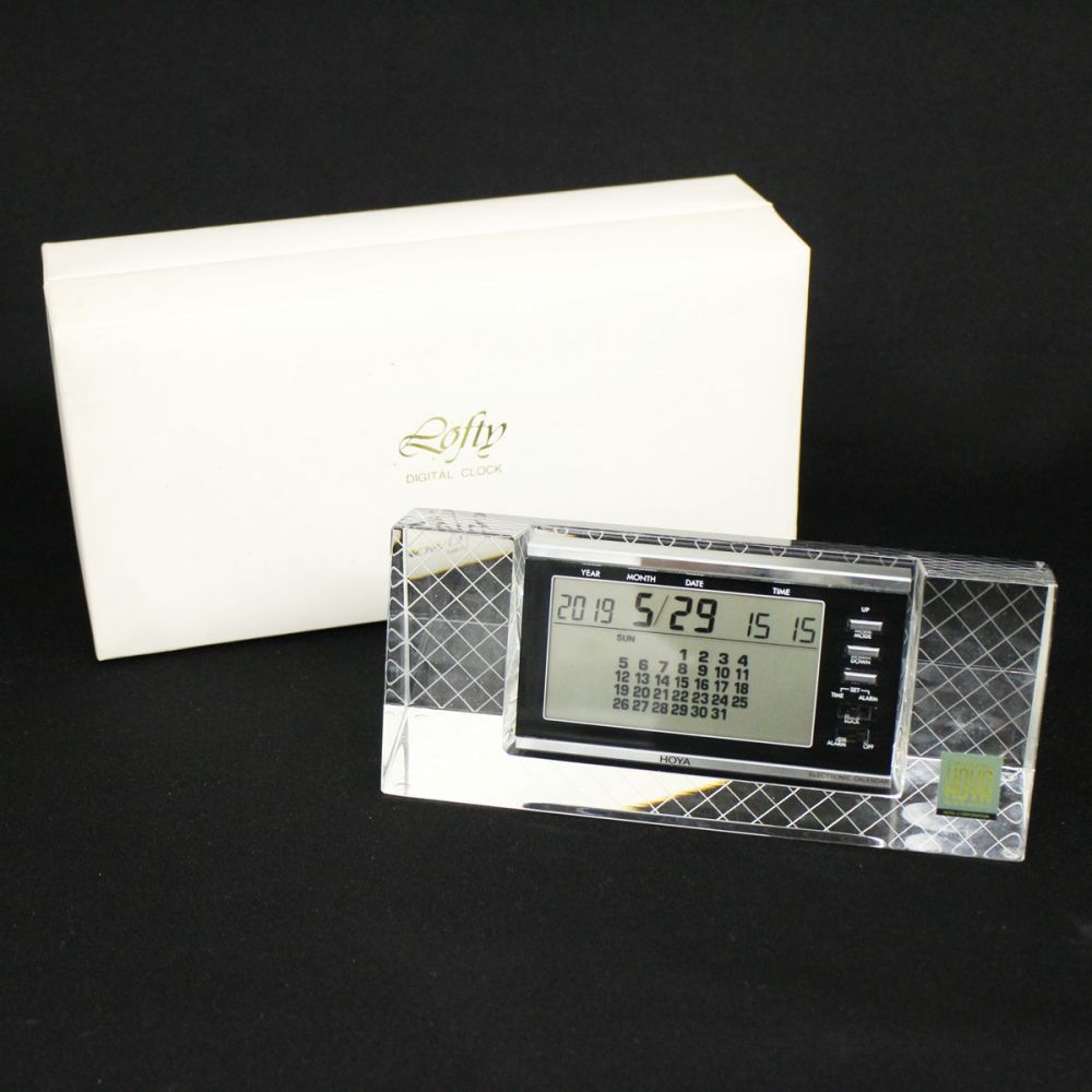 HOYA CRYSTAL ホヤ クリスタル デジタル カレンダー付 置時計 クロック