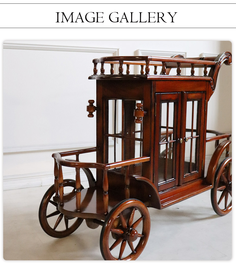 ショーケースワゴン ブラウン｜高級マホガニー家具VENECHIA｜おしゃれ