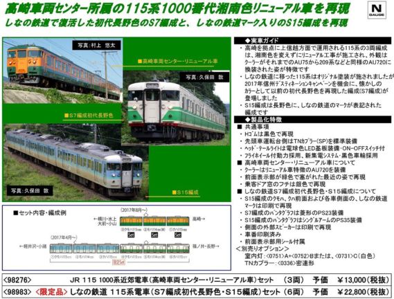 TOMIX しなの鉄道 115系電車(S7編成初代長野色・S15編成)セット 限定品