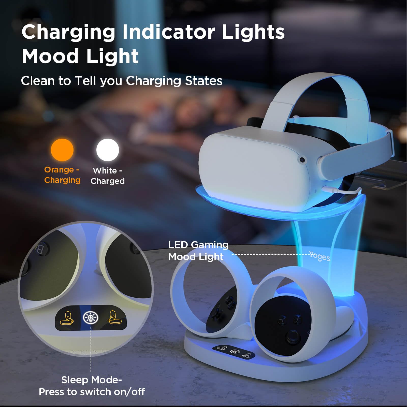 YOGES VR Charging Dock for Meta Quest 2, Q20Pro Fast Charging Station