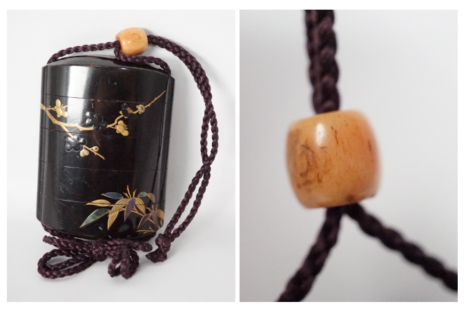 印籠 ★☆ 根付 緒締 堤物 提げ物 骨董 古美術 時代 老松図 金蒔絵 金蒔絵印籠 蜻蛉玉緒締 吊るし亀饅頭根付 – 古美術西川