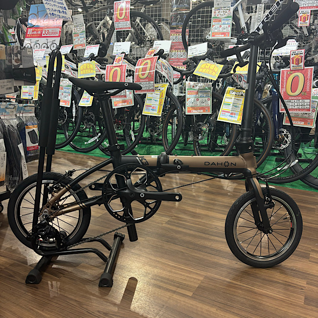 折りたたみ自転車 黒色 茶色サドル