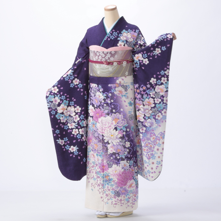f0514151r2】【紫系】振袖 レンタル フルセット Mサイズ 【状態:A