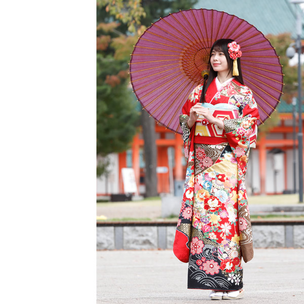 f9021001r2】【赤・ワイン系】振袖 レンタル フルセット Lサイズ