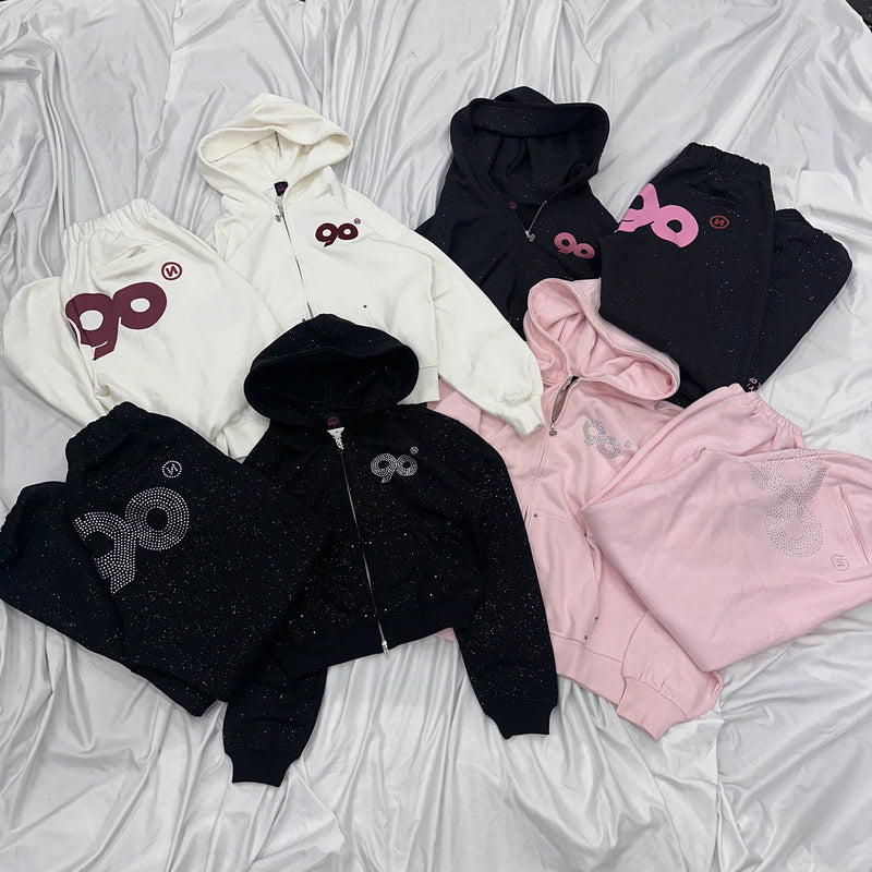 90 Logo Glitter Light Zip Hoodie【9090girl】 – YZ