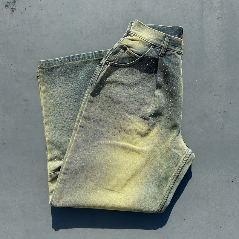 Rhinestone Buggy Denim Pants【9090 girl】 – YZ