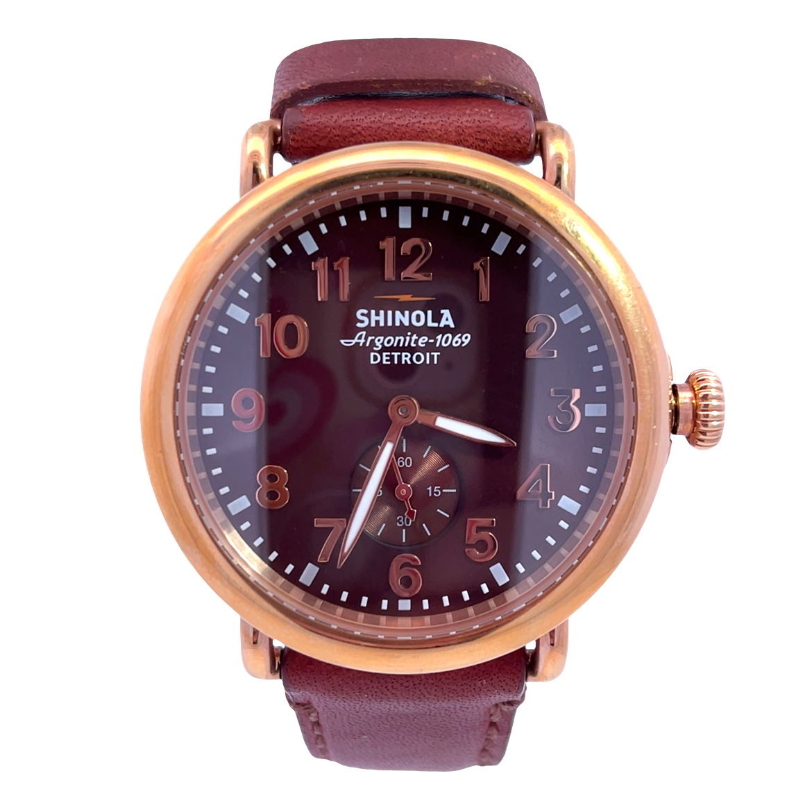 Shinola Red Leather Band Argonite 1069 Quartz Watch | Miner's Den