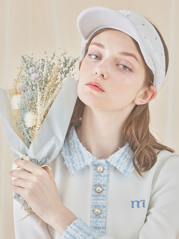 ミヌエール ビジューベロアサンバイザー min-008（ピンク