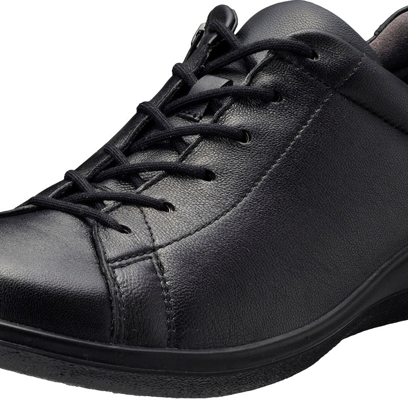 アキレス・ソルボ C 555 黒｜やわらか羊革 3Eファスナー付きシューズ｜撥水