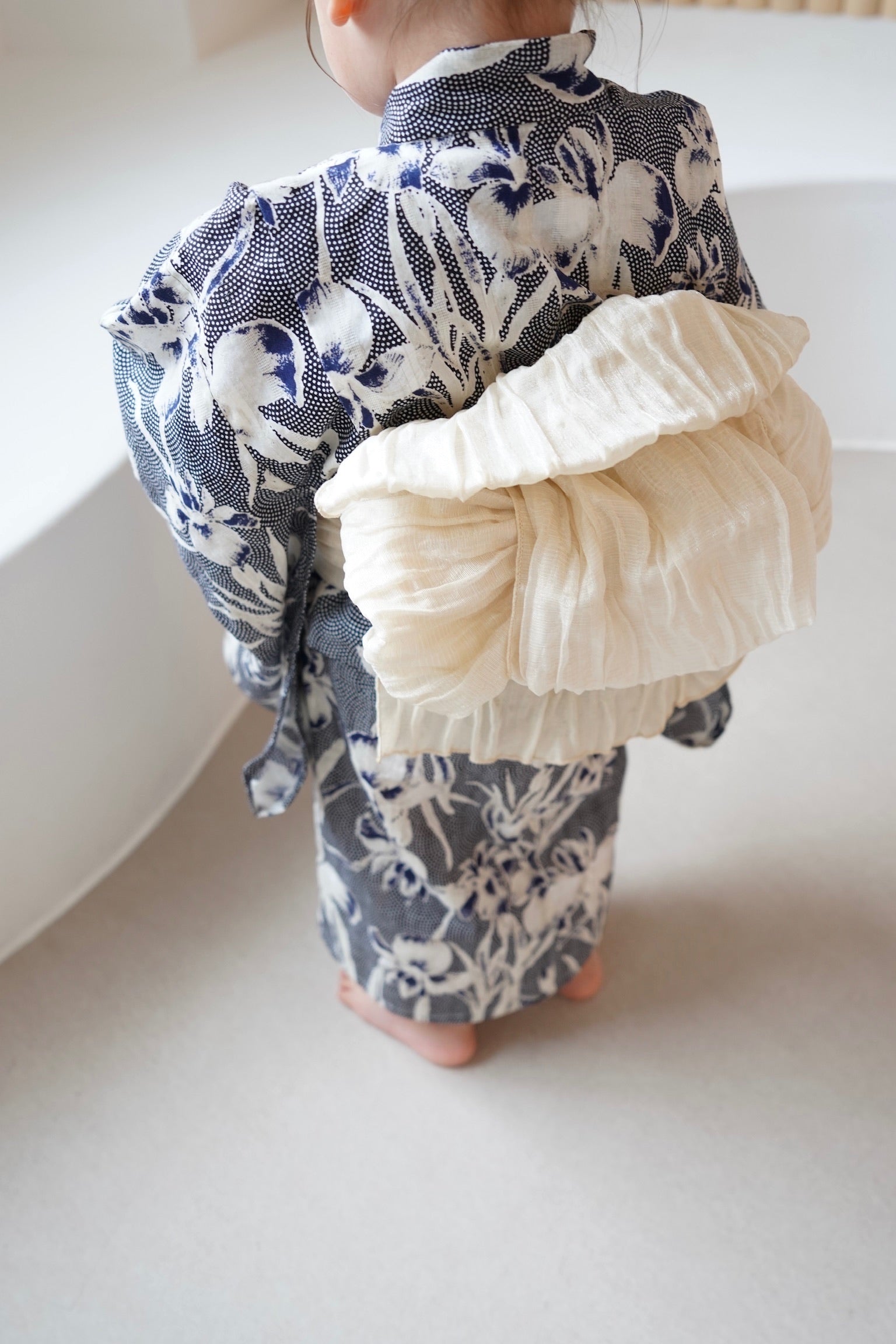 utatane×Acka.］kids 鮫小紋と菖蒲 navy 浴衣3set – Acka online store