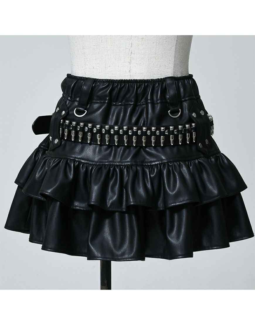 REFLEM【レフレム】弾丸ベルト付きフリルスカート/全2色